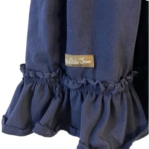 Matilda Jane Navy Blue Long-Sleeve Girls Dress With Ruffled Hem & Waist Size 10 - Picture 5 of 5